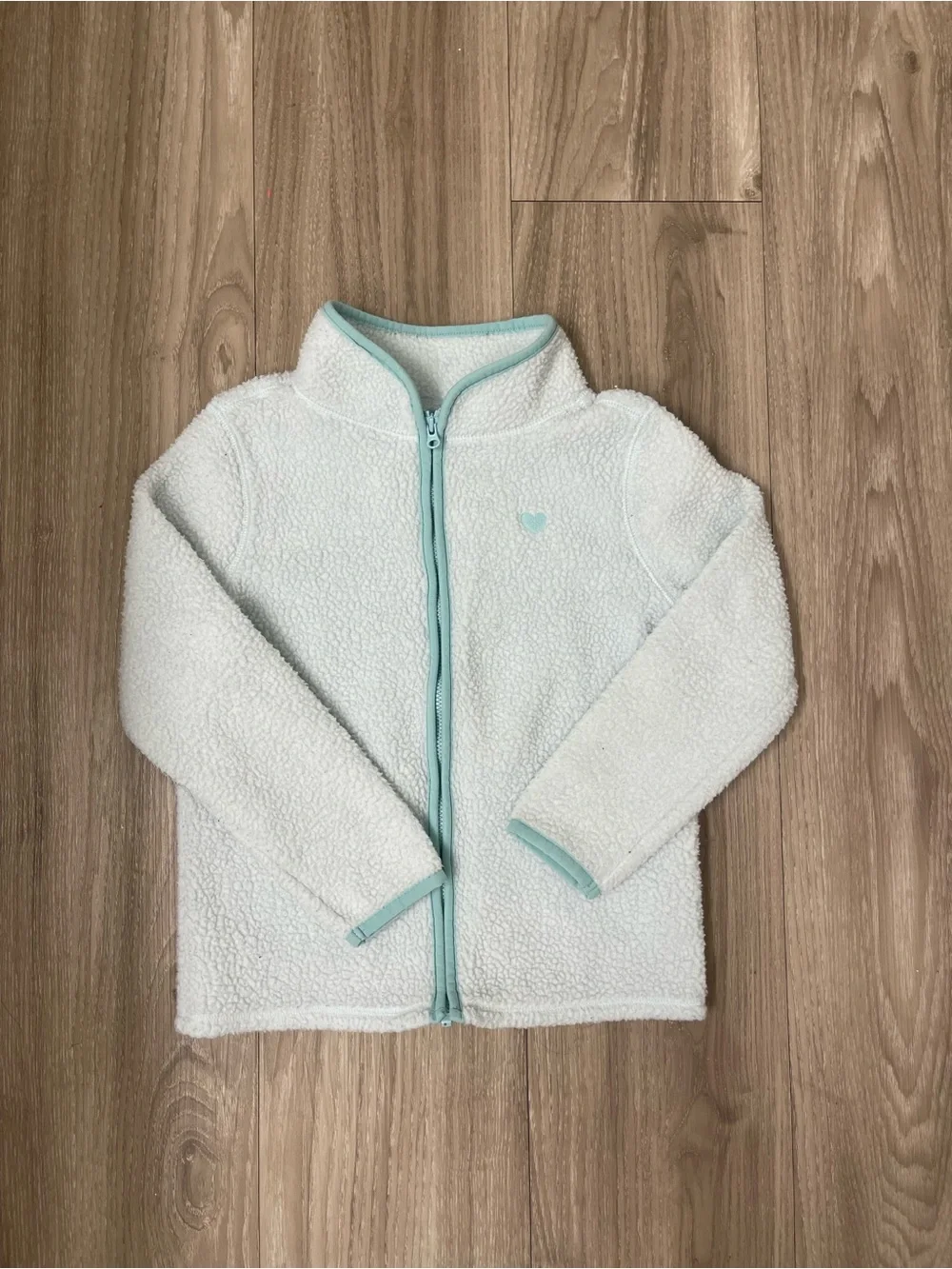 Kids Sherpa Zip Jacket with Mint Trim